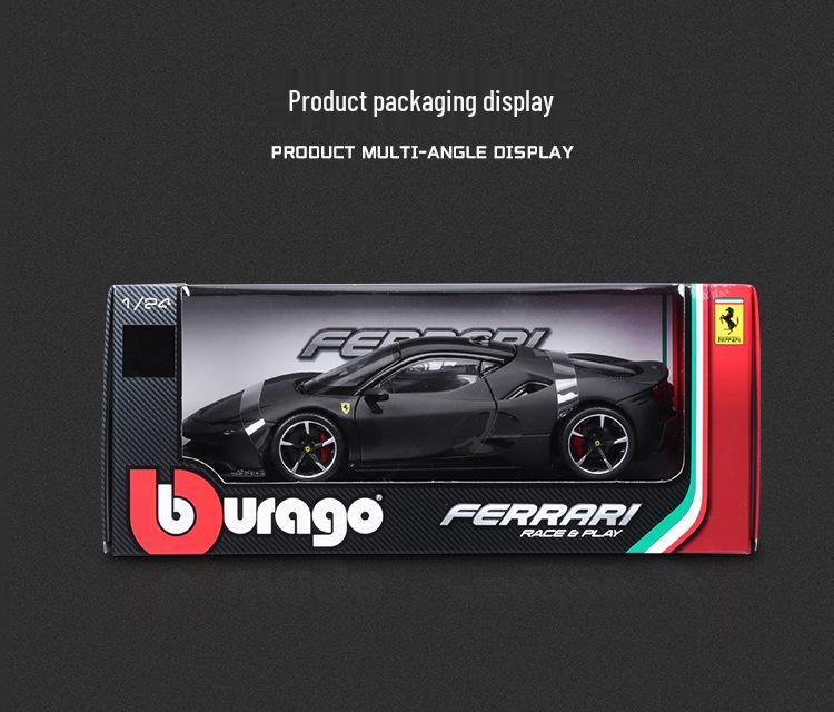 Bimego Ferrari SF90 1:24 Alloy Sports Car Model for Boys - Toy Collection Ornament.