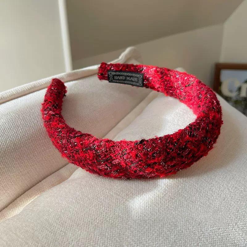 Red Polka Dot Angora Headband: Versatile Women's Hair Accessory for Autumn/Winter