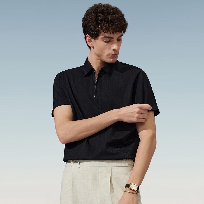 Judger Men's Business Casual Half-Zip Short Sleeve Polo Shirt