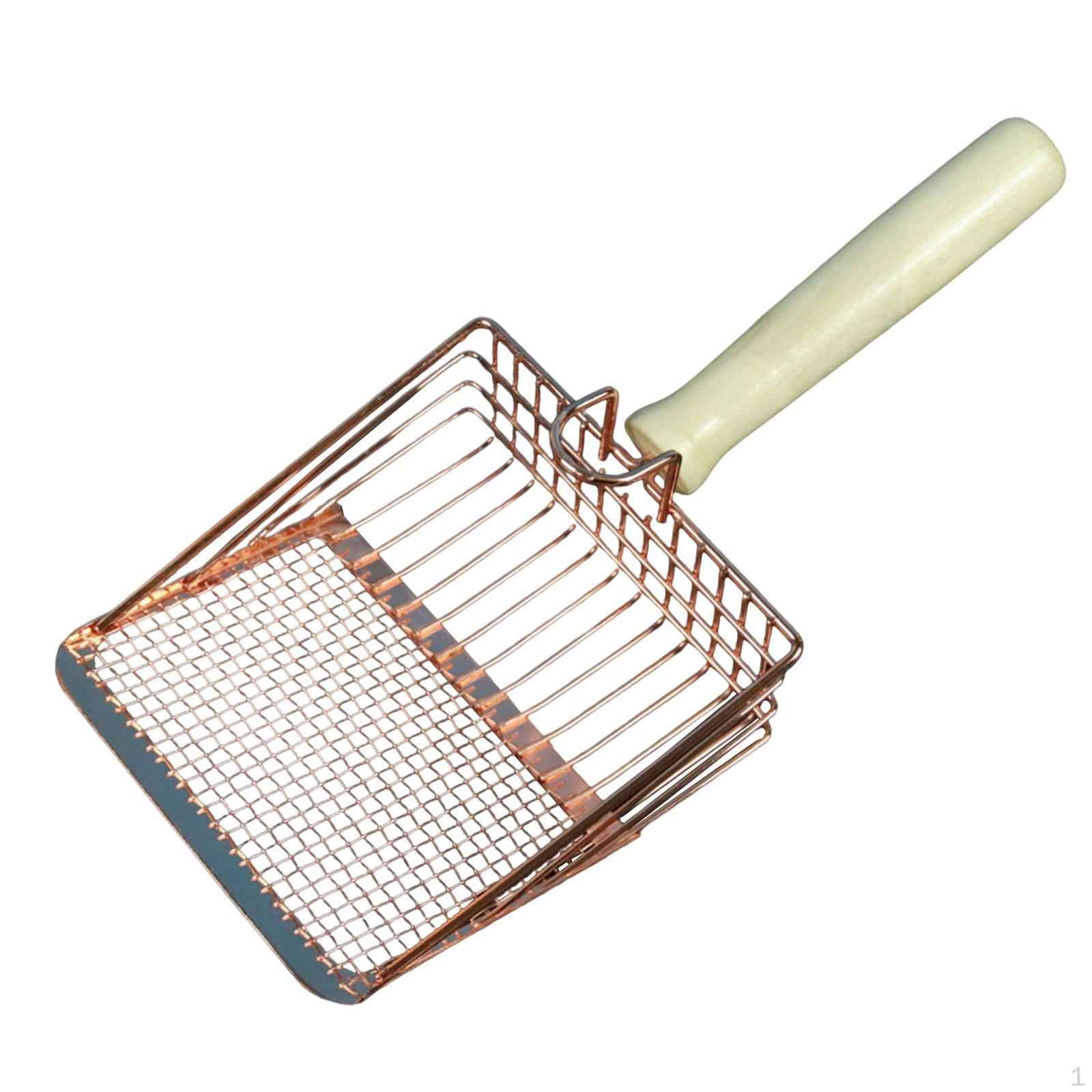 Cat Litter Scoop for Easy Waste Management Gold wooden handle