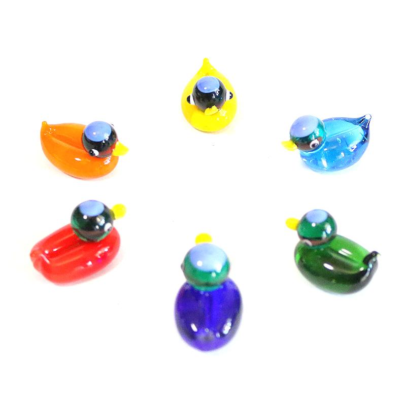 Colorful Cute Glass Duck Mini Figurine Craft Ornament Easter Animal Tiny Statues Home Table Micro Fairy Garden Decor Accessories