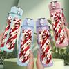 1PC Christmas Candy Cane Strip Print 750ml Color Plastic Sports Water Bottle Leakproof Flip Straw Lid Suitable for Sports Office Home Use