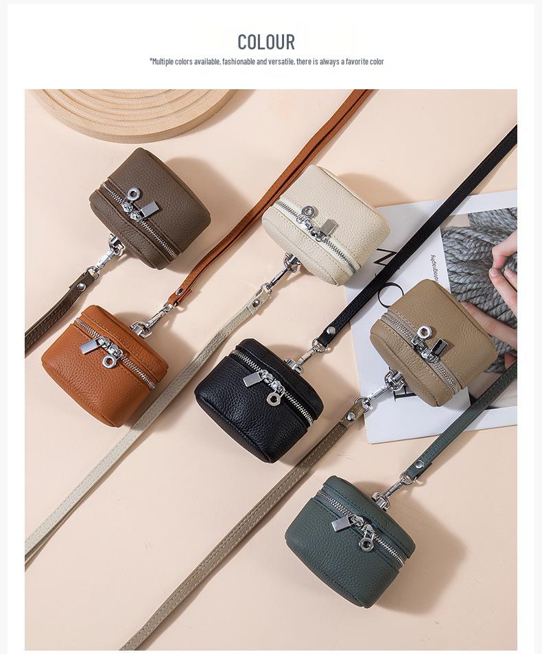 Genuine Leather Coin Purse with Lanyard – Compact, Stylish, and Multipurpose for Lipstick and Earphones