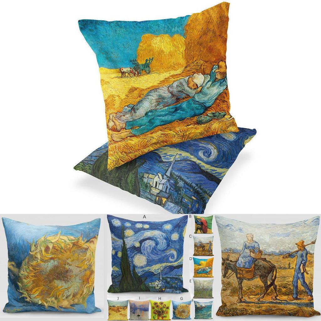 Luxurious Vincent Van Gogh Oil Painting Cotton Linen Pillow Case Sofa Cushion Cover