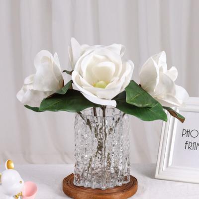 Fleur de Magnolia Artificielle Rose Blanc Design de Luxe Feuilles Vertes Fleur Artificielle Toucher Réel Fleur de Magnolia Blanche Design d'Intérieur