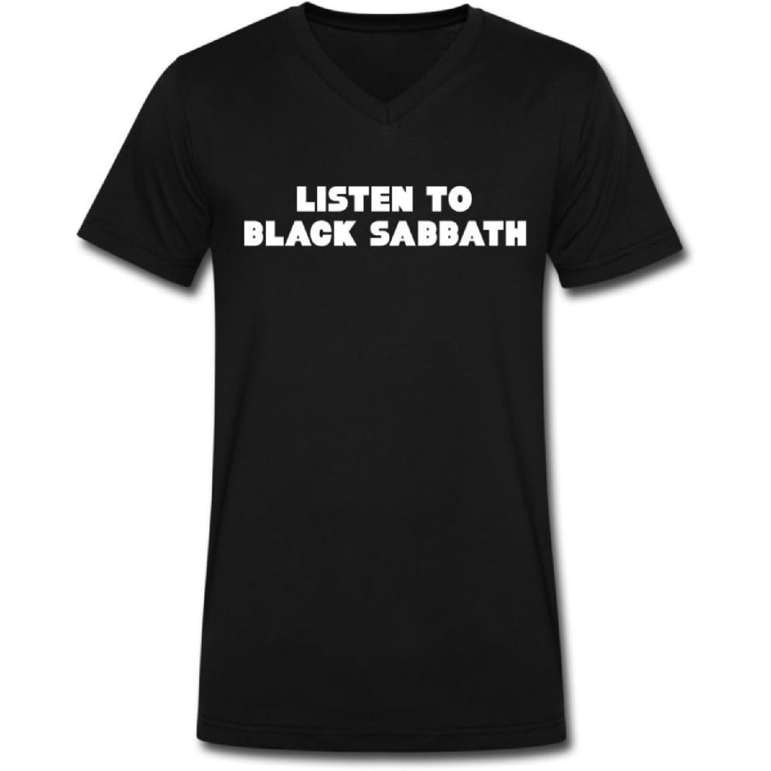 SNF Listen To Black Sabbath V Neck T Shirt For Men Black S разноцветный