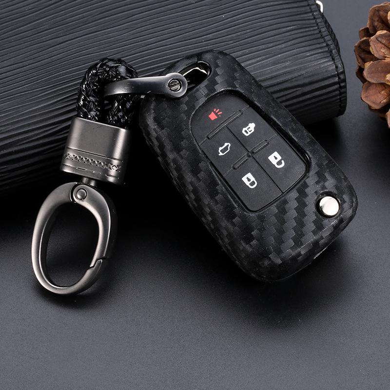 Carbon Fiber Silicone Key Cover for Buick Excelle 15T/18T & Chevrolet Folding Key