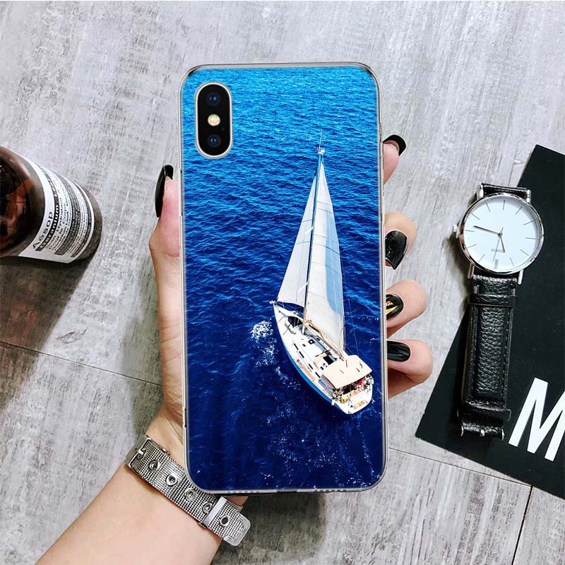 Sailing Boat Phone Case For iPhone 17 Air 16 15 Plus 11 14 Pro Max 13 Mini 12 7 8 + SE Pattern Art Customized Cover 17 Air 16 15