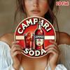 Vintage Campari Soda Metal Tin Sign Round Wall Decor Aluminum Foil Engraving Retro Art Poster