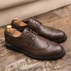 New fashion brock leather shoes men's business leather lace-up British style breathable casual dress Derby shoes