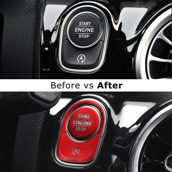 Nyckellös motorstartknapp och omgivande ring för Mercedes A CLA GLA GLB