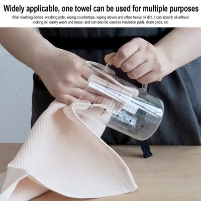 5Pcs Dishwashing Towels Pure Color Water Absorption Cotton Kitchen Clothes Stain Removing Dishcloths Kitchen Rags
