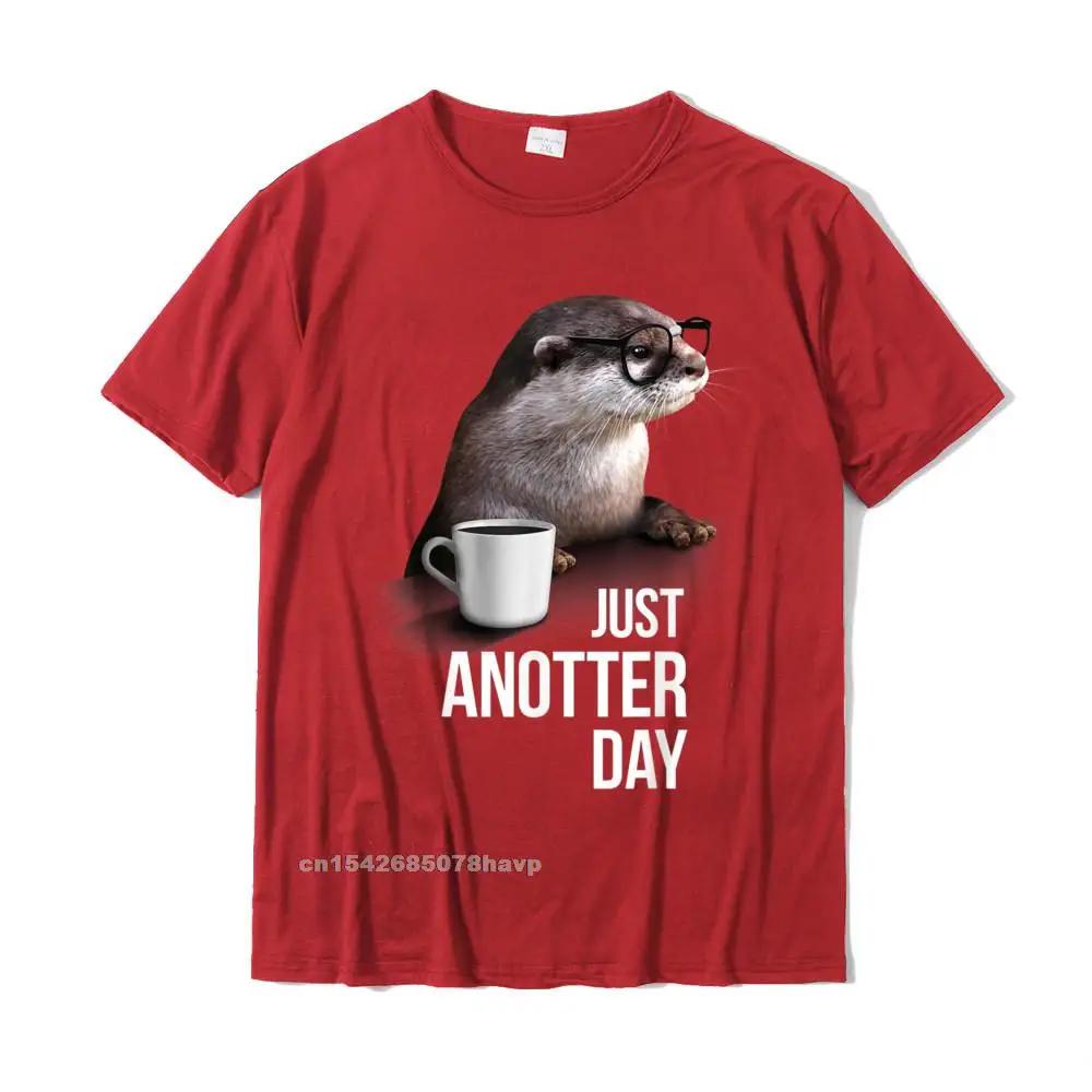 Camiseta Engraçada de Lontra - Apenas Mais Um Dia Para Amante de Lontras Camisetas Masculinas Funky Tops de Algodão Camiseta Casual