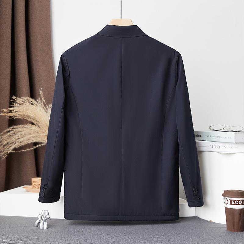 Middle-aged Men's Coat, Long Slim-fitting Retro Jacket, Lapel-neck Fit Jacket, Thermal Cotton-padded Coat.