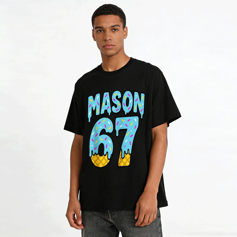 Personalized Mason 67 Ice Cream Drip Print Short Sleeve Top Pure Cotton T-shirt