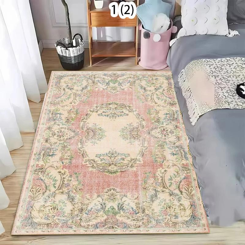 Boho Zielony Różowy Wzór Dywan Retro Miękki Duży Antypoślizgowy Dywan do Salonu Zmywalny Dywanik Obszarowy Vintage Kwiatowa Mata Podłogowa do Sypialni