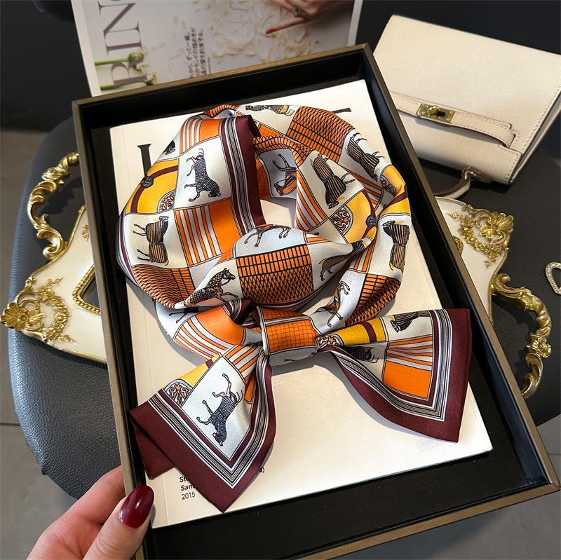 French Polka Dot Silk Scarf Headband Neckerchief Foulard Female Hair Scarfs Neck Tie Lady Skinny Scarves Soft Satin