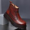 Fashion Golden Sapling New Arrival Men's Motorcycle Boots Winter Genuine Leather Male Streetlish Shoes Non-slip Man Retro Ankle Zip Boot