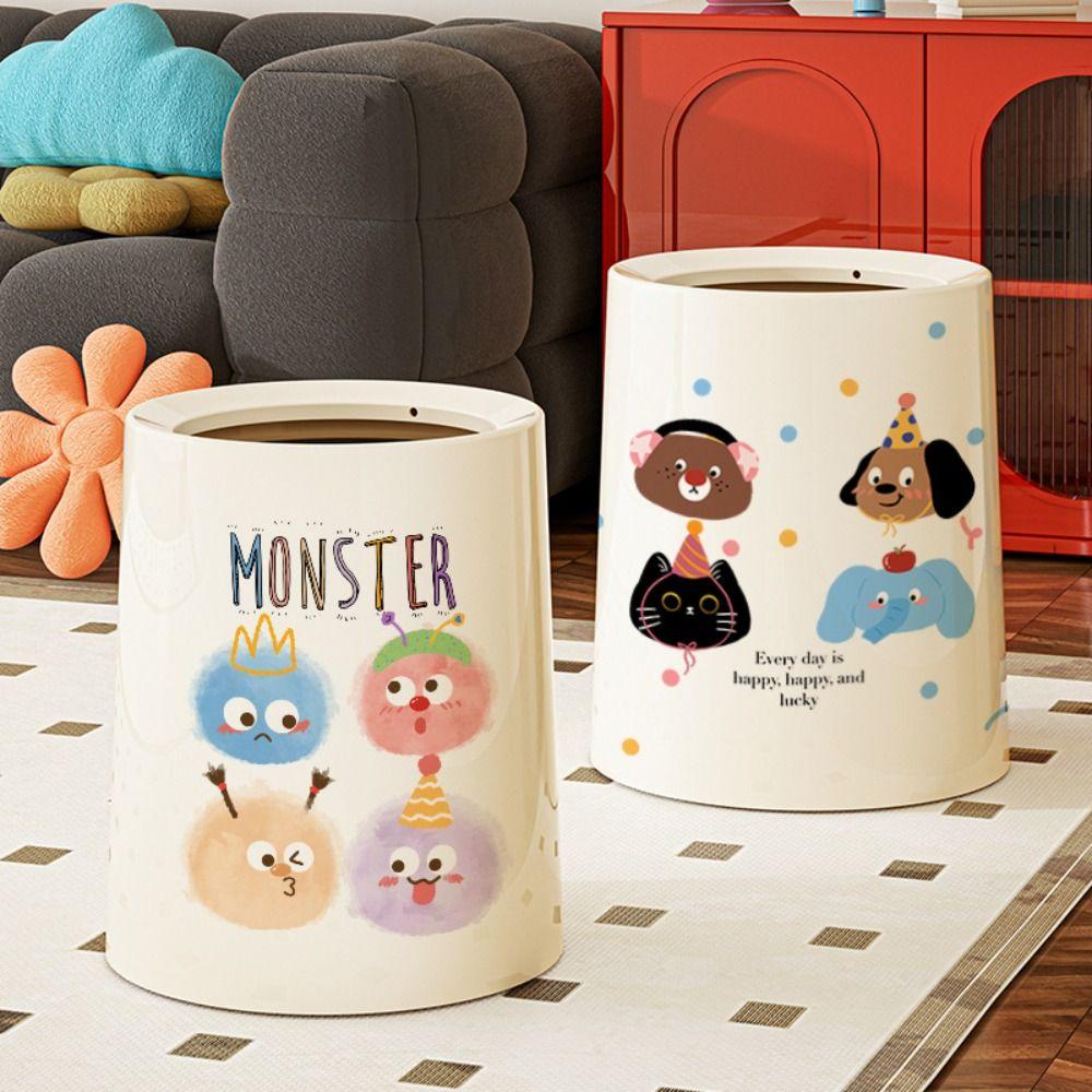 Cute Garbage Bin Plastic Paper Basket Dustbin Waste Bin Living Room