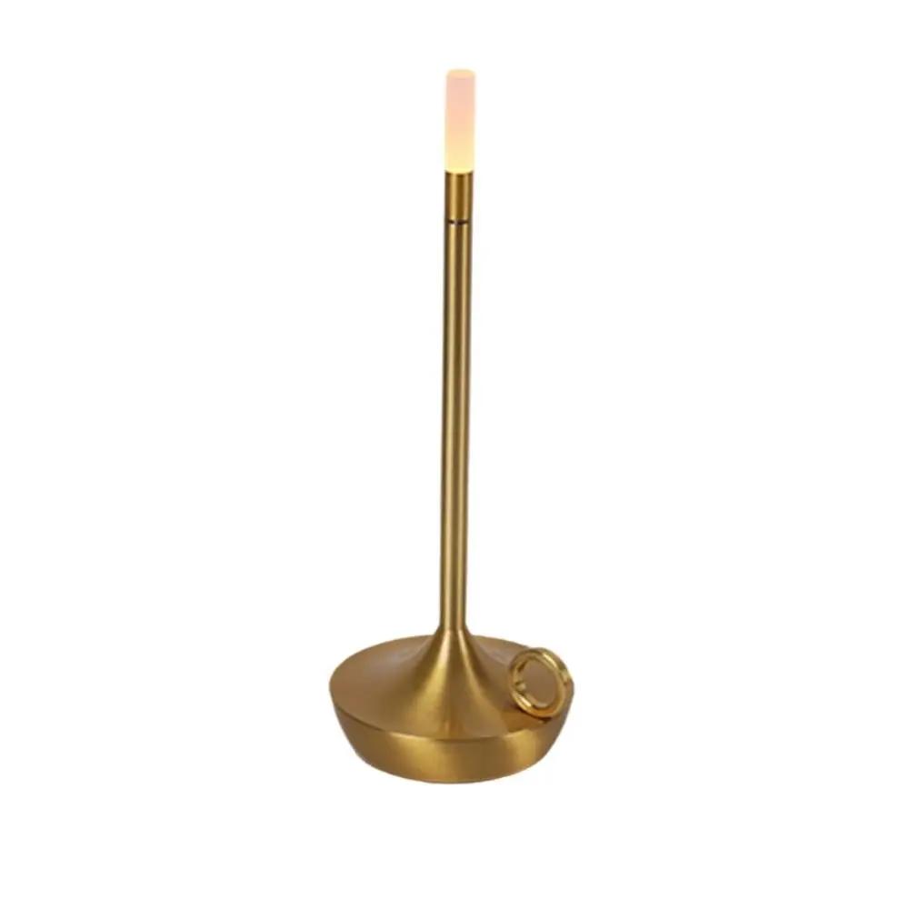 USB Charging Candlelight Table Lamp Metal Construction Touch Control LED Candle Lamp Simple Design LED Light Source