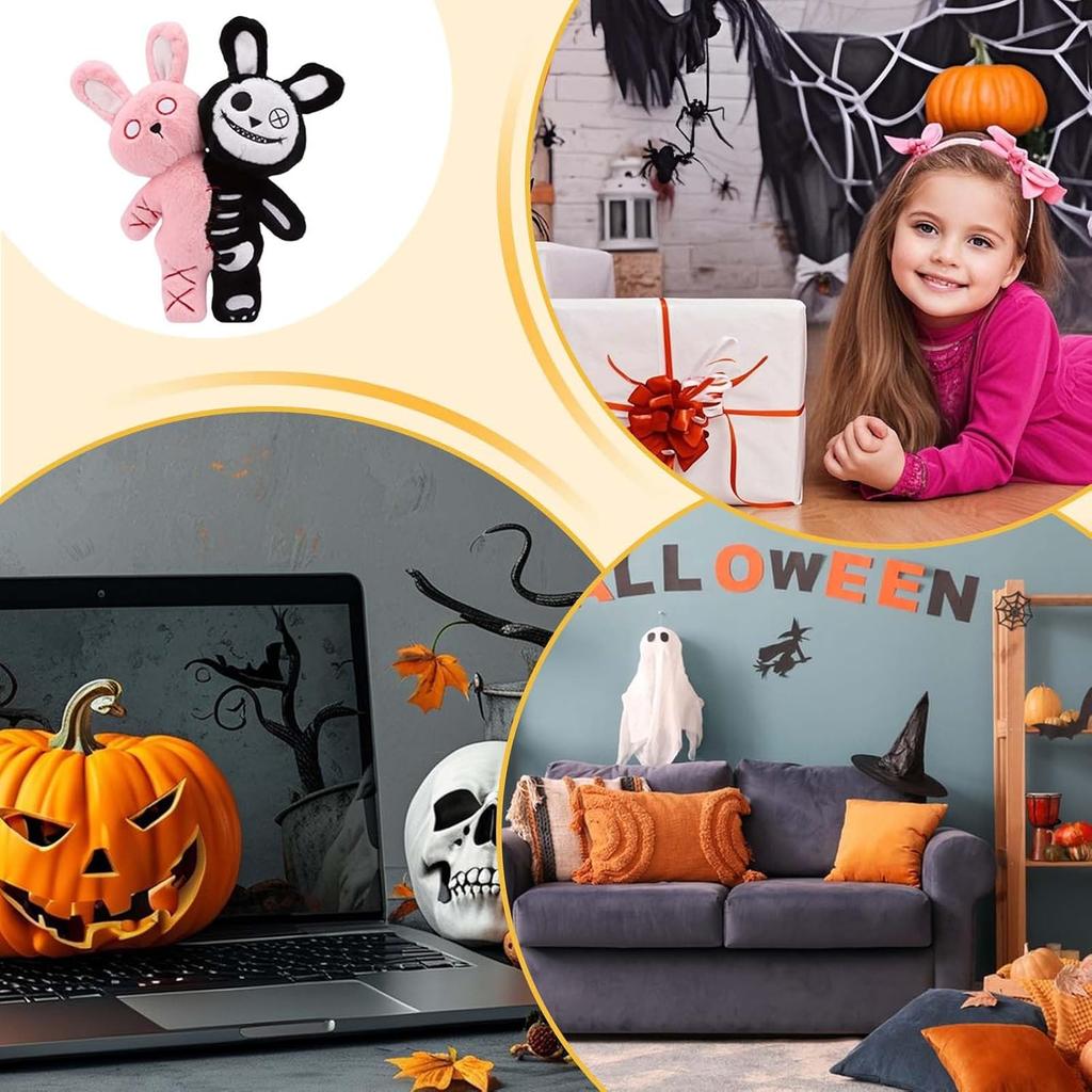 Zweiköpfiges Horror-Spielzeug, Horror-Hase Puppe, Weiches gruseliges Design, Gruselig-süßer Stil, Ausgezeichnet für Schlafzimmerdekoration, Autozubehör, Halloween