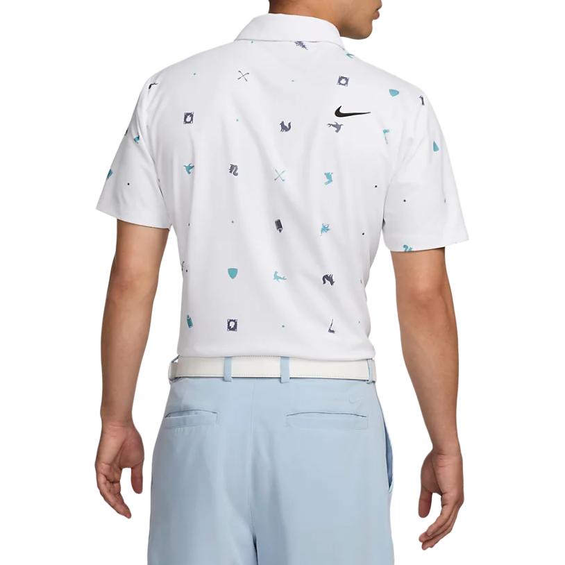 Nike All Over Logo Print Short Sleeve Polo Shirt Men tops White FQ0427-100