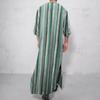 Gown Shirt Colorful Striped Pockets Single-breasted Round Neck Soft Long Shirt for Daily Wear
