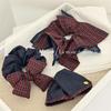 Retro Denim Plaid Hair Tie: Elegant Color Block Ponytail Holder & Claw Clip