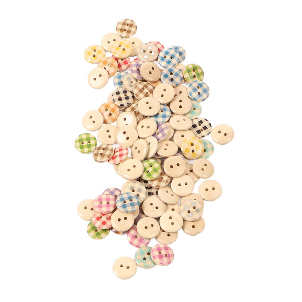 500PCS Wooden Button Multipurpose Fashionable Primary Color Base 2 Holes Decorative Sewing Button for Craft Supplies
