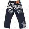 Potlačené Street Jeans pánske Y2K hip-hopové nohavice s vysokým pásom rovné retro voľné široké nohavice džínsové nohavice Európske a americké