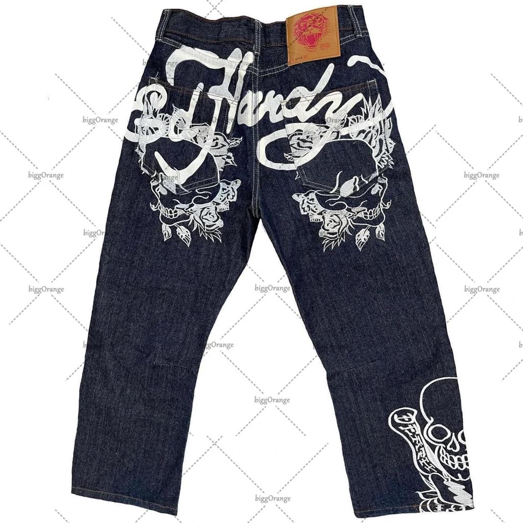 Potlačené Street Jeans pánske Y2K hip-hopové nohavice s vysokým pásom rovné retro voľné široké nohavice džínsové nohavice Európske a americké