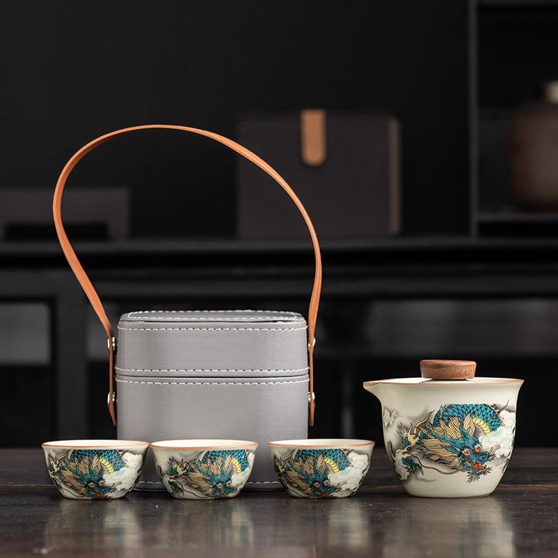 Ru kiln travel tea set, high-end business gifts, gifts for leaders, banks, insurance customers, and company annual meeting
