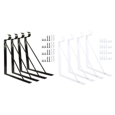 4pcs/set Wall Mount Closet Rod Bracket Set Metal Support Closet Storage Shelf Brackets Metal for Home Organization