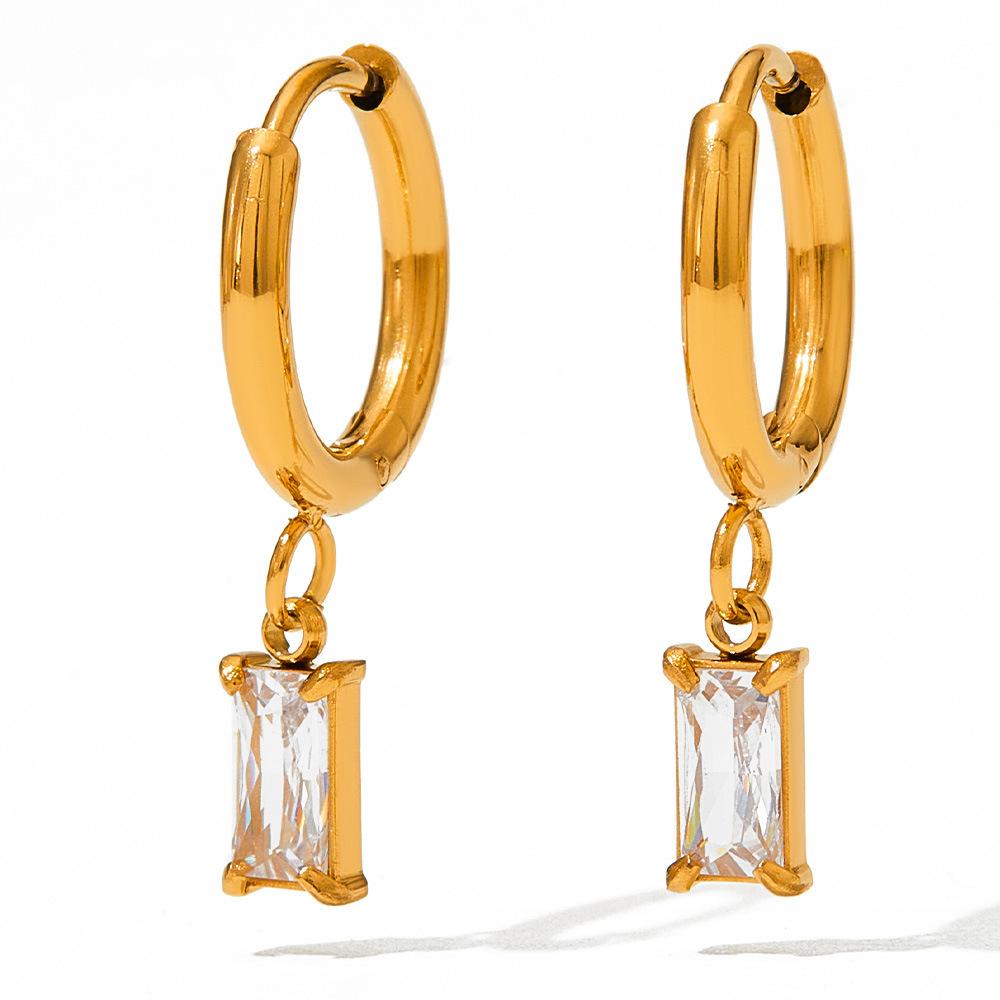 

2023 Новый квадратный кулон Маленькие серьги с геометрическим цирконом Осень и зима Новые круглые тонкие маленькие серьги из нержавеющей стали с круглым лицом Серьги не выцветают