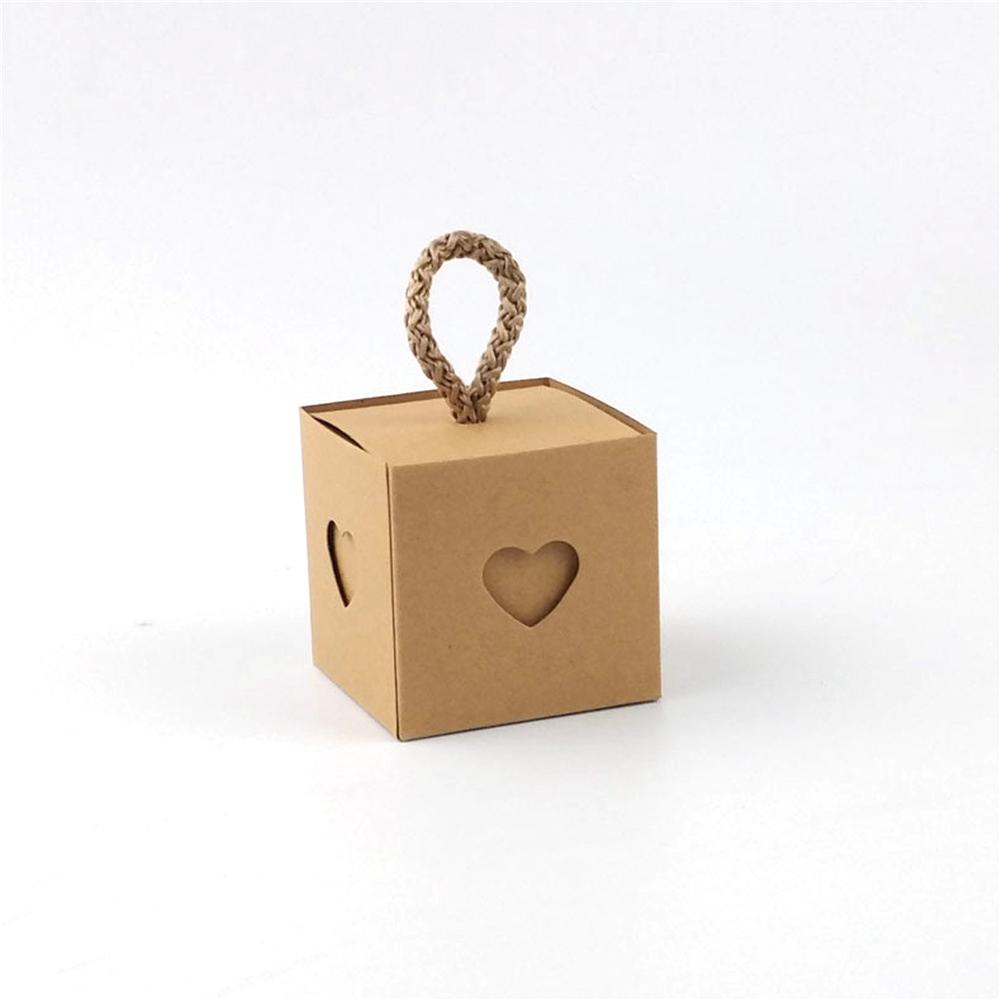 50pcs Kraft  Paper  Gift Box Recyclable Beautiful Simple Heart-to-heart Design Retro Candy Packaging Box For Gift Wrapping