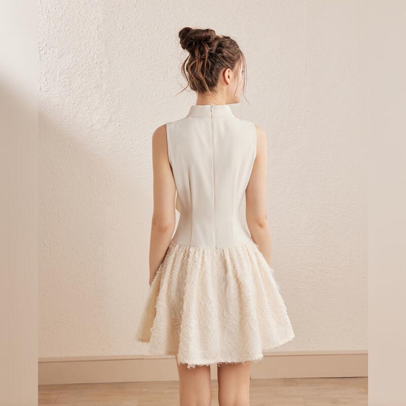 UNIFREE Elegant Bow-Knot Stand-Collar Mini Dress