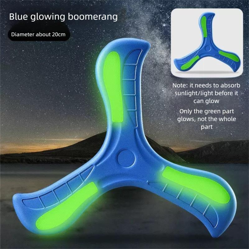 Glow In Dark Three Leaf Boomerang Flying Back Soft Rubber Unbreakable Boys Toy Boomerang Flying Disc Children Stress Relief Toy