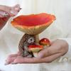 Hedgehog mushroom bird feeder, resin, realistic mushroom hedgehog feeding trough, outdoor, garden courtyard, lawn decoration
