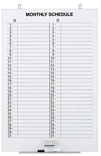 Nichigaku LT Series Wall-Mounted Whiteboard, Monthly Schedule (Vertical), 600 x 890 mm, Aluminum Frame, LT-13SY