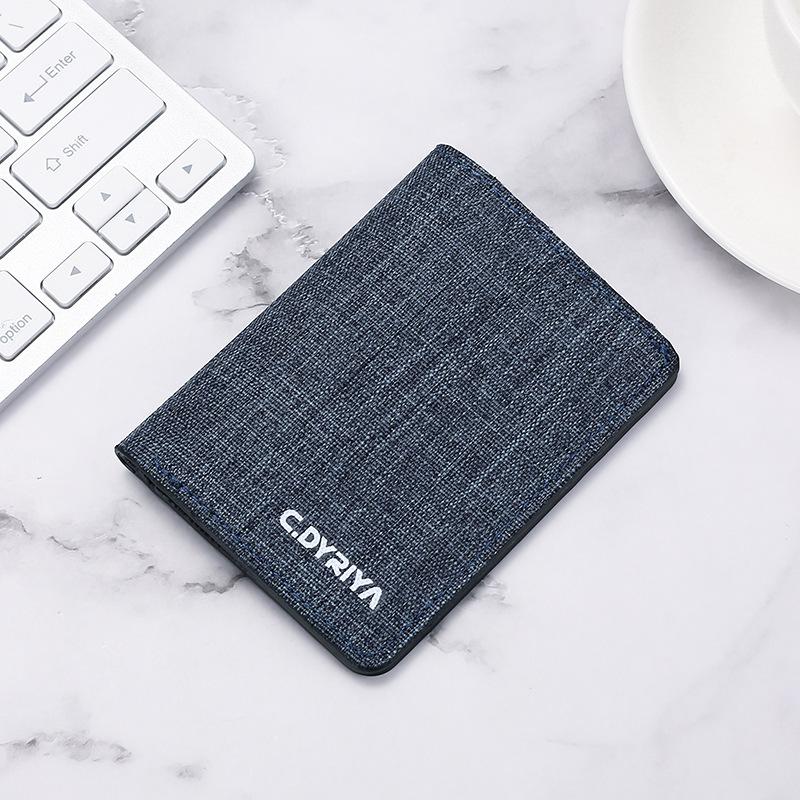 

Холщовый кошелек Мужской короткий простой студенческий кошелек Визитница Ультратонкий кошелек Вертикальный маленький кошелек Мужской темно-синий