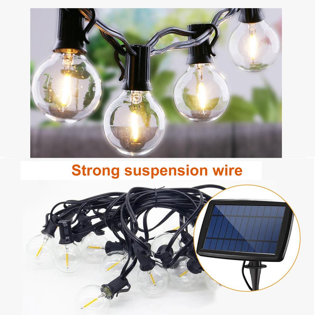 Solar G40 String Lights Outdoor Hanging Lamp 30 E12 LED Bulbs 2700K Warm Light with Remote Control IP44 Waterproof for Outdoor B