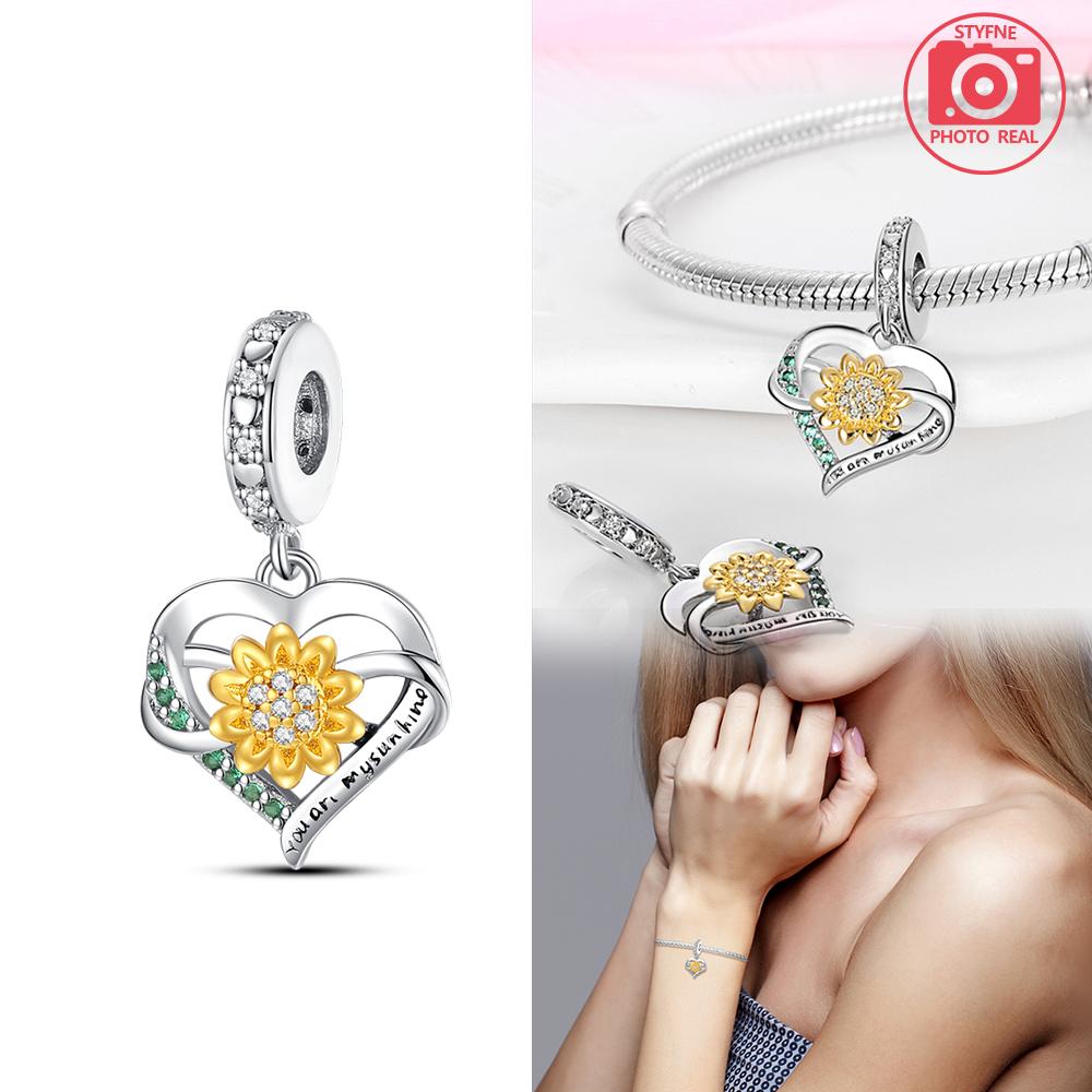 Copper Colour Sunflower Pendant Fit Charms Copper Colour Original Bracelet For Jewelry Making