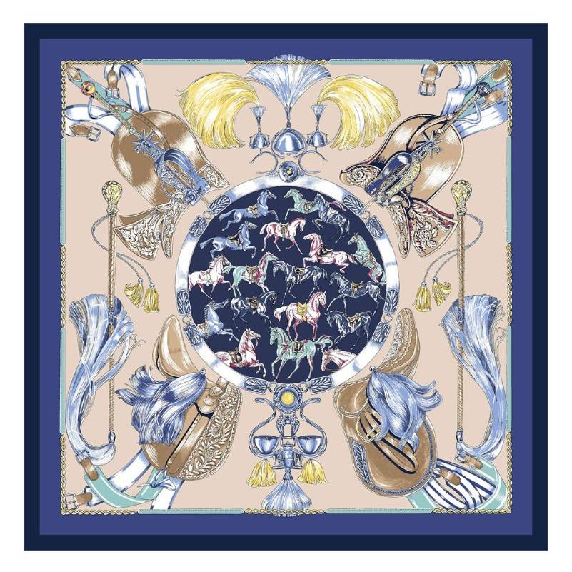 POBING Twill Silk Square Scarf Animals Print Women Scarves&Wrap Giraffe Neckerchief Spanish Foulards cachecol Large Bandana