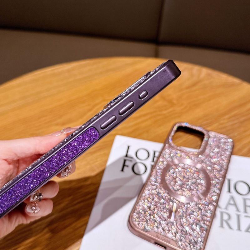 Plating Sparkling Rhinestone Diamond Bling Magnetic for MagSafe Case For iPhone 17 16 15 14 Pro Max Shockproof Luxury Back Cover