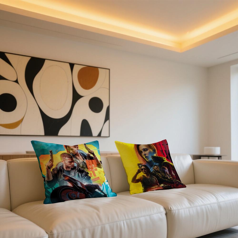 C-Cyber P-Punk Games 2077 cushion cover Square Sofa Cushion Cover Casual Skin-Friendly Comfortable Pillow Cover