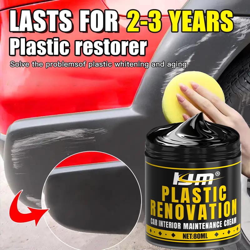 KJM Plastic Renovation Cream-Restore Black Shine To Car Interior Plastics,Effortlessly Revive Faded Surfaces for A Like-New Look