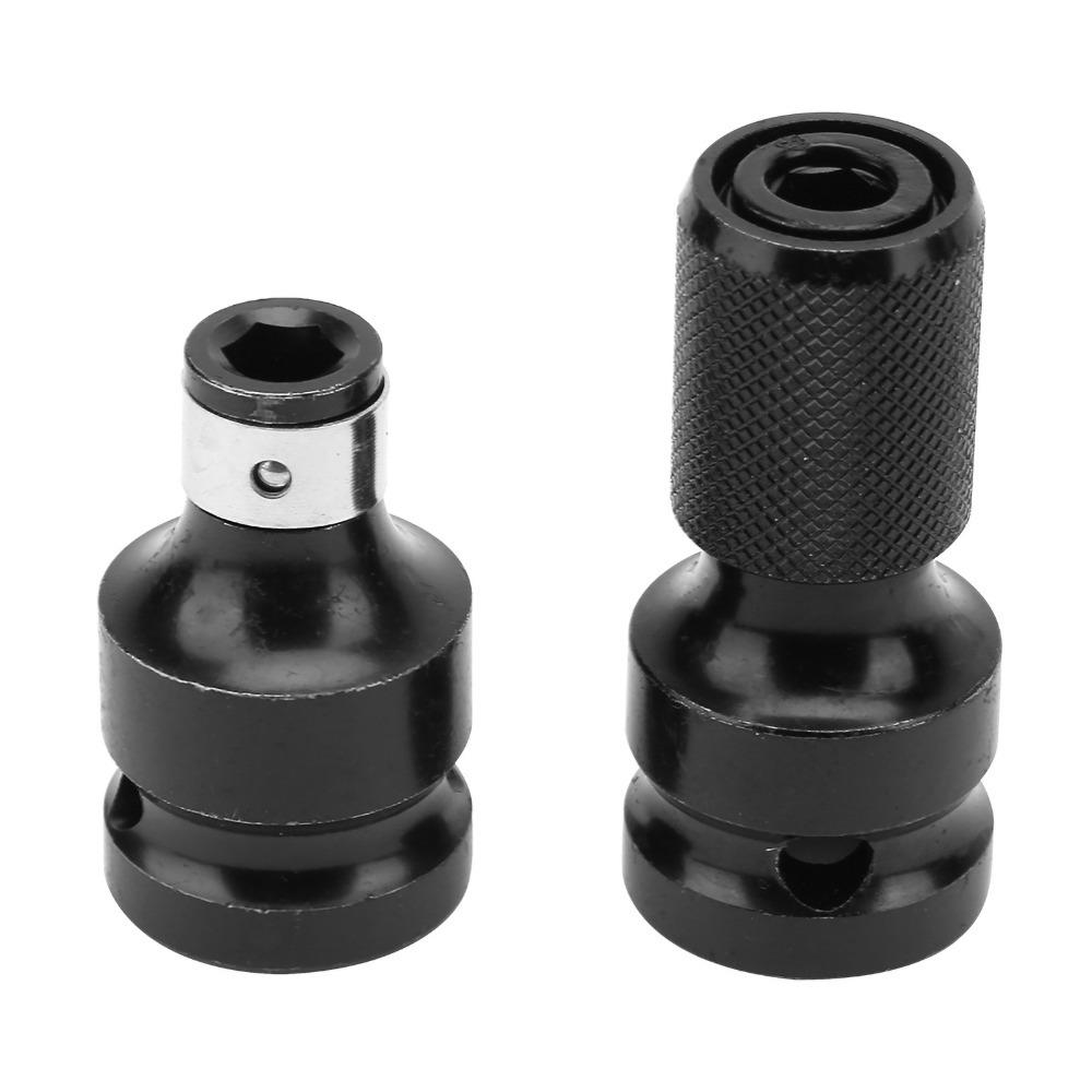 2pcs 1/2 to 1/4 Inch Telescopic Socket Adapter Hex Female Socket Adapter Set For Impact Wrench