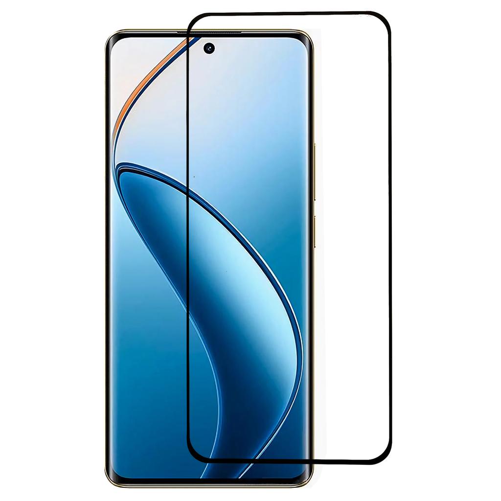For Realme 12 Pro 5G/12 Pro+ 5G Screen Protector Silk Printing Curved Edge Tempered Glass Film