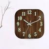 12 Inch Wooden Wall Clock brown Square Wall Clock Night Light Luminous Wall Clock  For Living Room