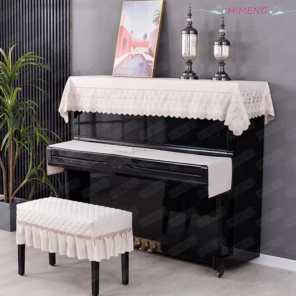 Upright Piano Cover for pianos with a width of Top for Standard Upright Protective Dustproof Single Chair Keyboard Nordic Floral Frills Cover HIMENO